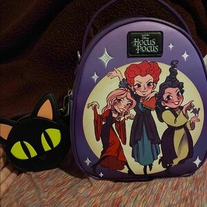 Hocus Pocus Purple Backpack with Cat Coin Purse